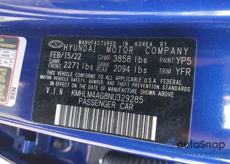 2022 Hyundai Elantra Sel from USA, damaged, VIN KMHLM4AG8NU329285